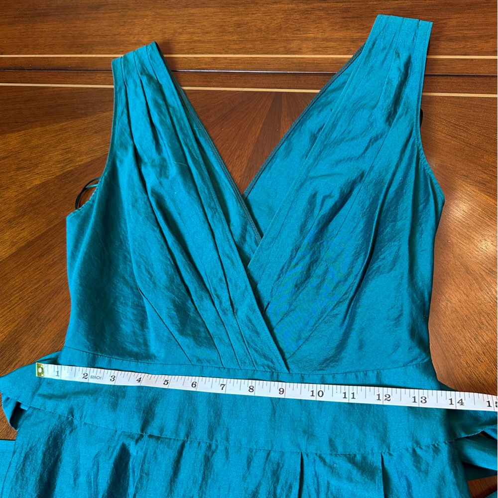 Moschino Teal Dress | Silk & Cotton Blend | Made in Italy | Elegant Designer - Picture 7 of 13